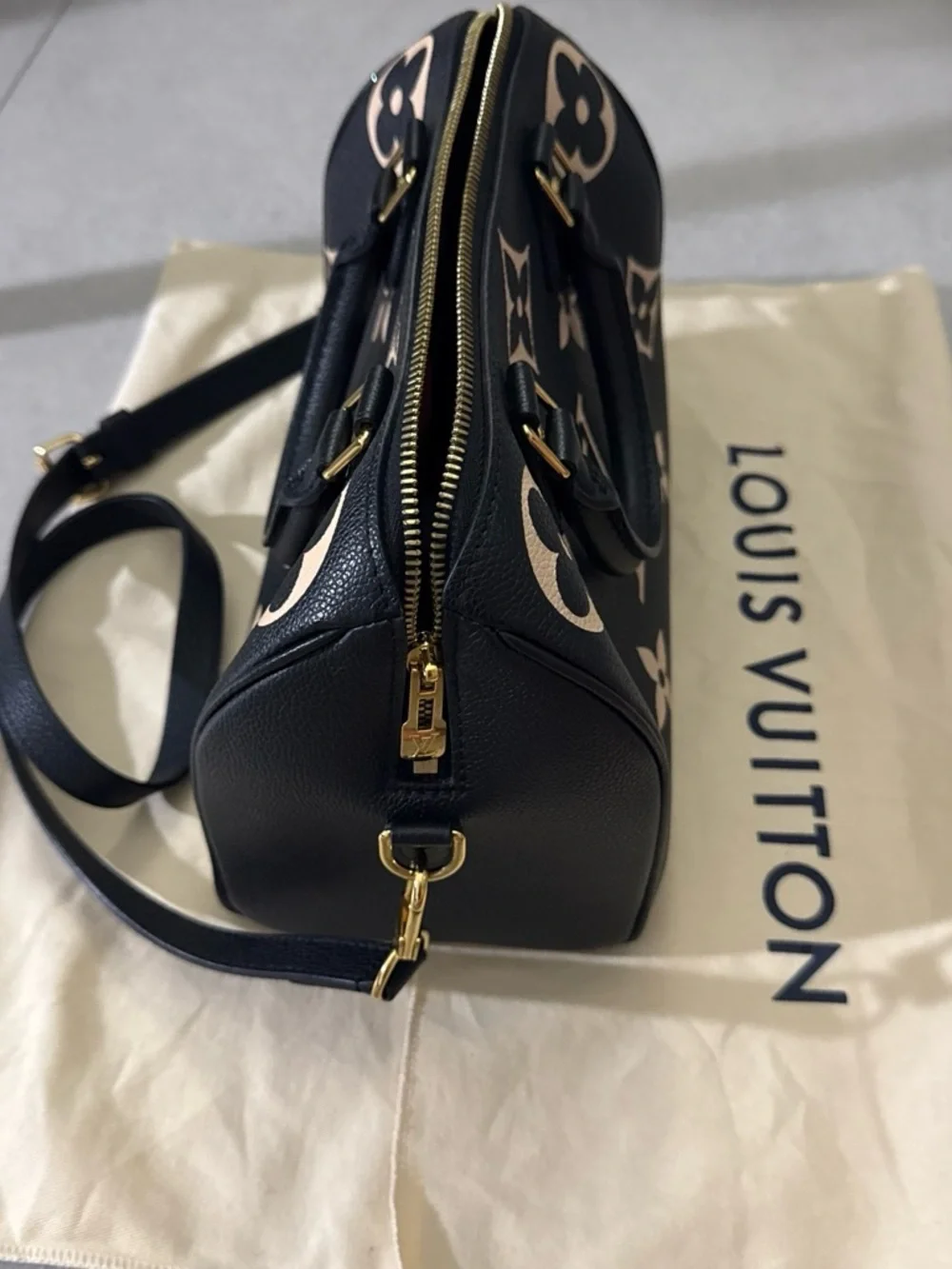 Louis Vuitton Black & Cream Monogram Alma BB Satchel